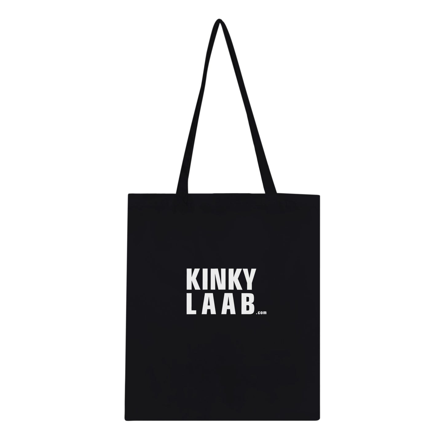 Schwarzer Stofftasche, urban style, logo aufdruck von kinky laab